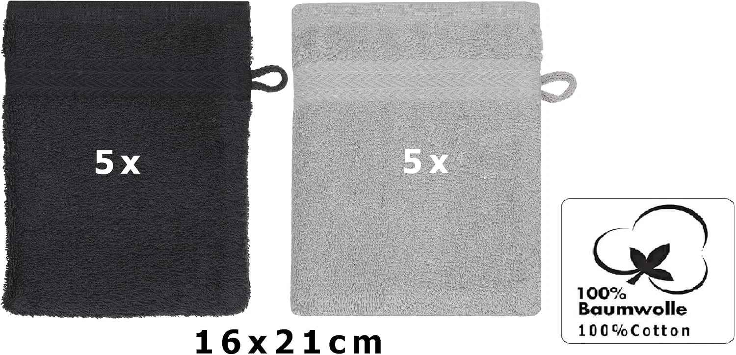 Ватные перчатки для умывания Betz Premium, набор 10 шт, 16x21 см, Graphite Grey - Silver Grey — фото 2
