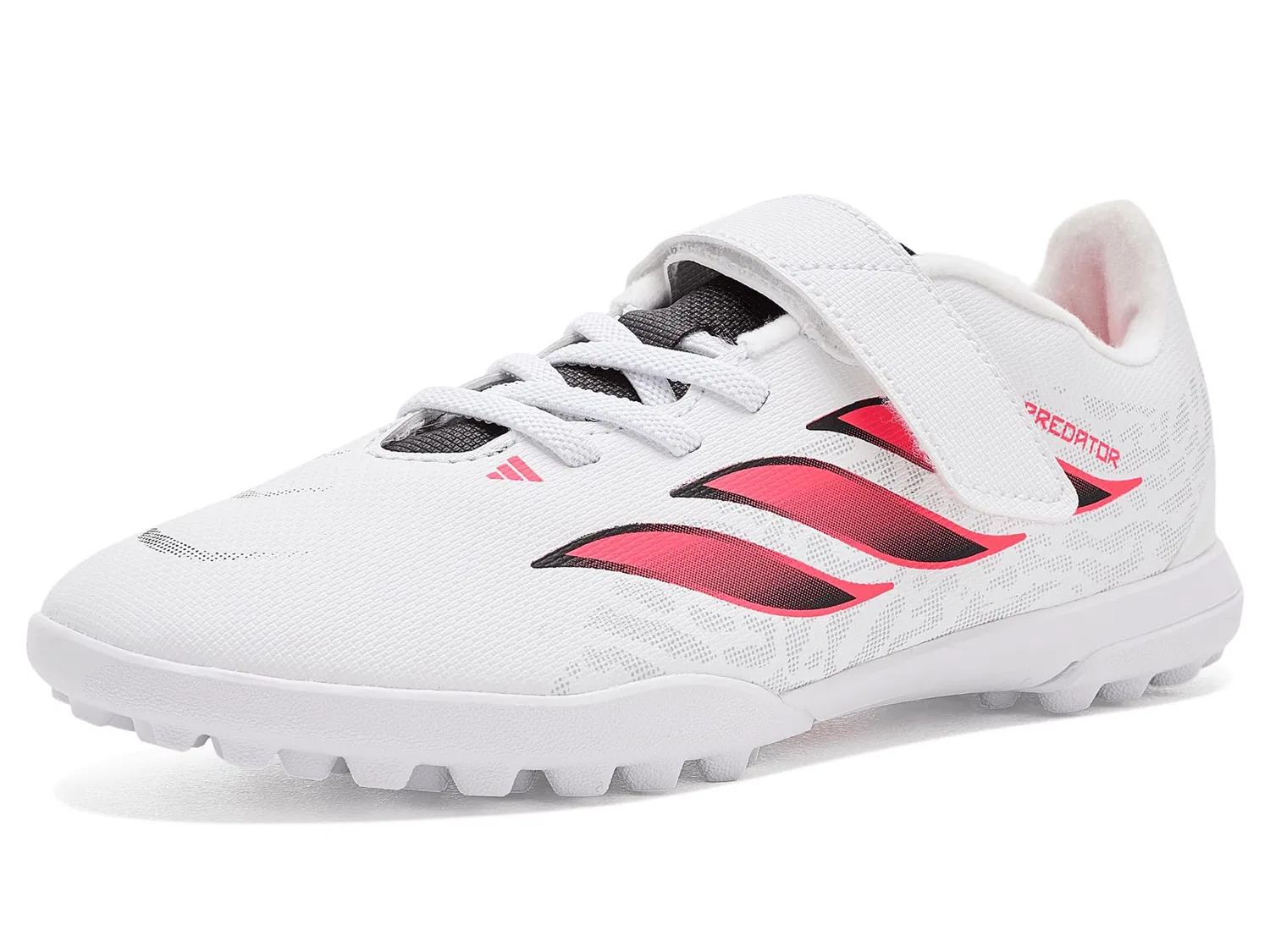 Бутсы Predator Club Hook & Loop Turf (для маленьких и больших детей) Adidas Kids, White/Solar Turbo/Black — фото 2