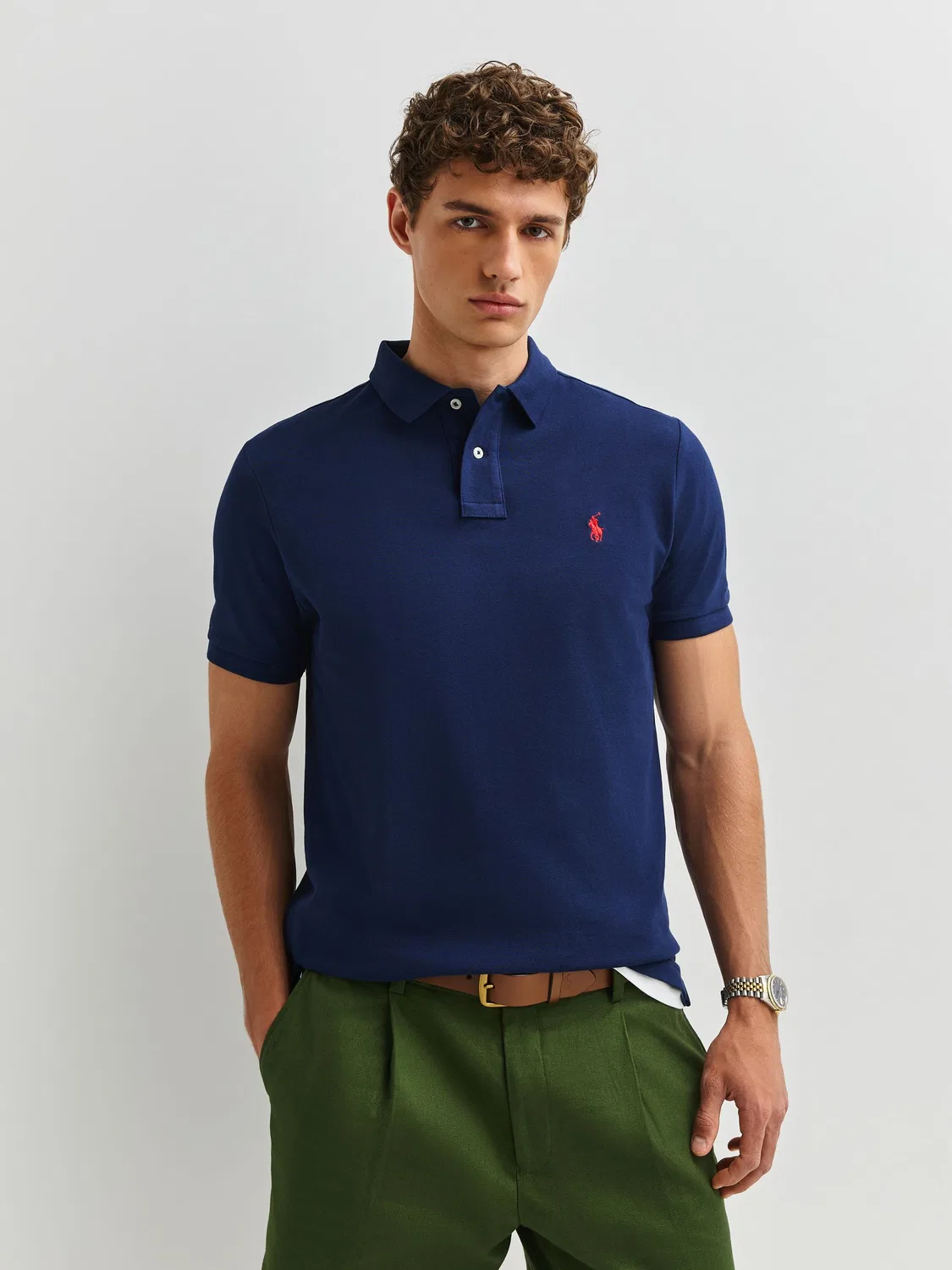 Поло, хлопковый пике, Ralph Lauren, темно-синий