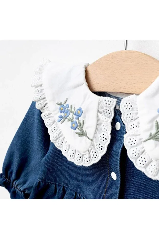 Детский комбинезон для девочек с вышивкой Momercy, Navy Blue — фото 2