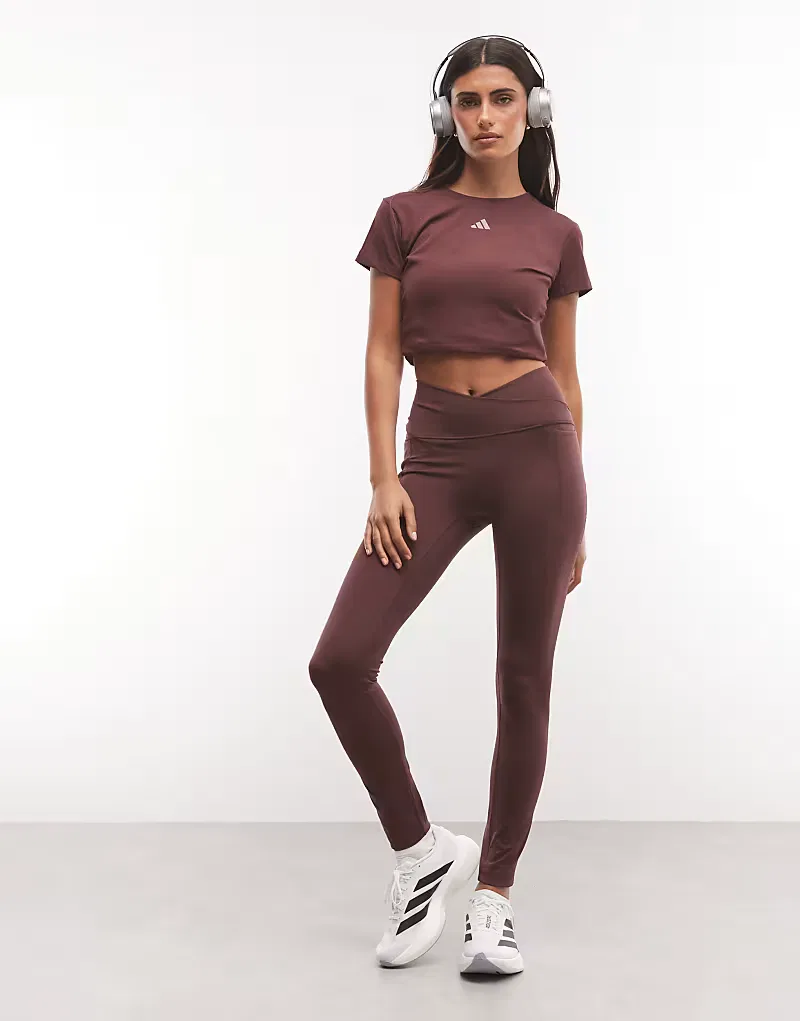 Леггинсы Adidas Performance Three Stripes Studios Cross Over, бордовый