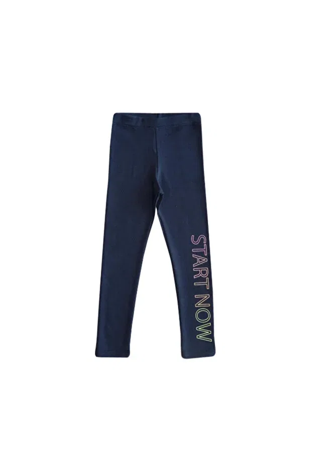 Детские леггинсы для девочек с принтом Light Navy Blue Start Now Printed Lovetti, Light Navy Blue — фото 3