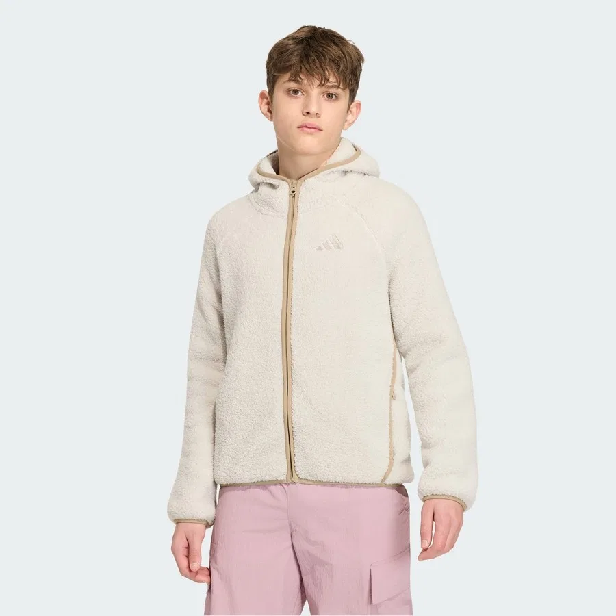 Детская флисовая куртка с капюшоном и полной застежкой-молнией Terrex Xploric, adidas, Бежевый