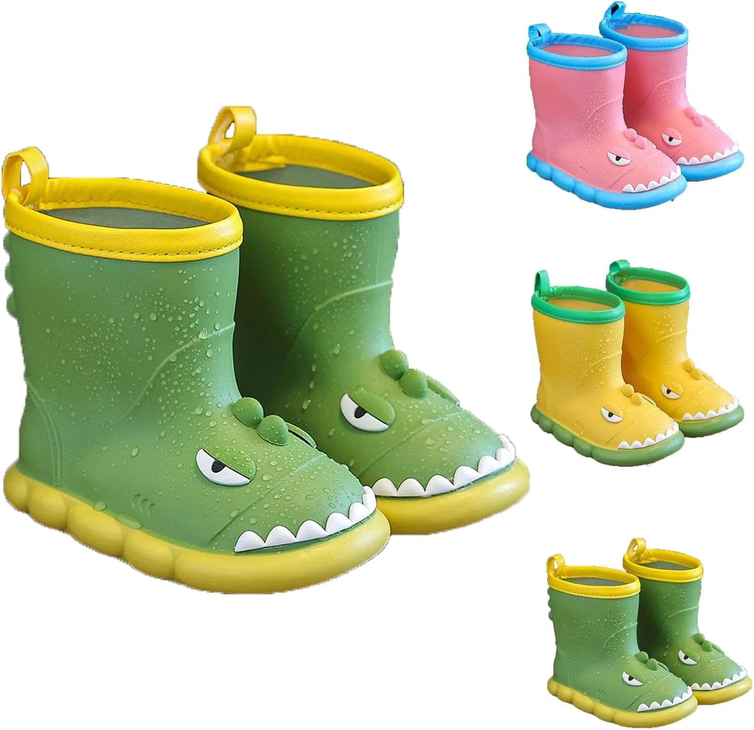 Детские сапоги дождевые с принтом динозавра Cute Dinosaur, Yellow — фото 3
