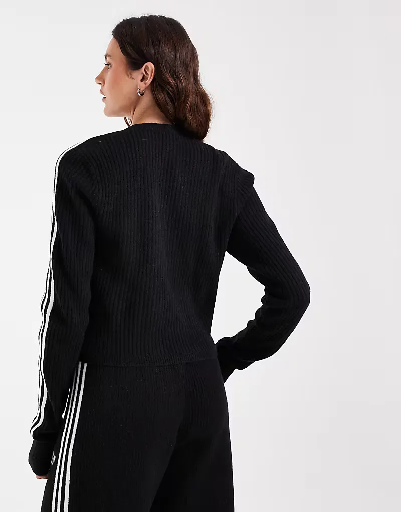 Вязаный кардиган-накидка Adidas Originals x Jennie, черный — фото 4