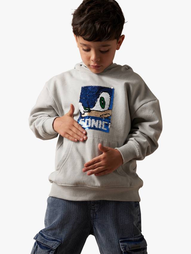 

Детская худи с мерцающими пайетками Sonic Angel & Rocket, Grey