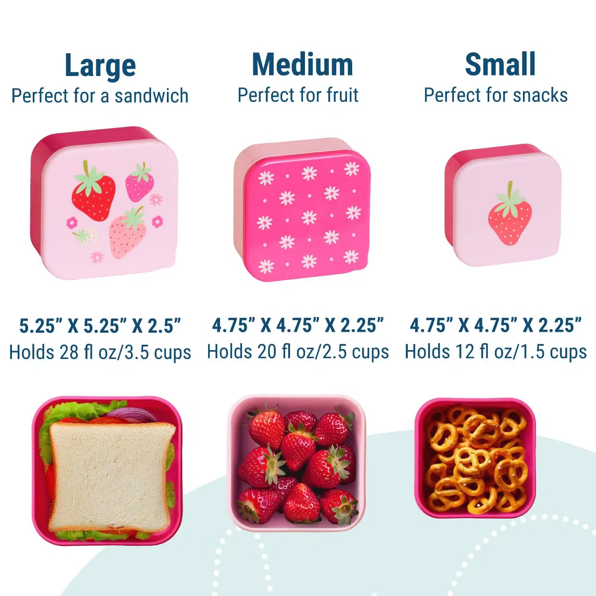 Контейнеры для перекуса детские 3 предмета в наборе Strawberry Wildkin, Strawberry — фото 4