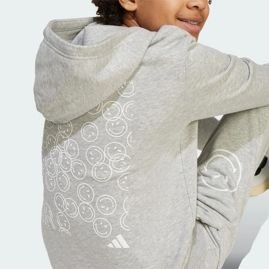 Детский худи с длинным рукавом adidas X Smileyworld Sportswear JN2162, Серо-белый — фото 4