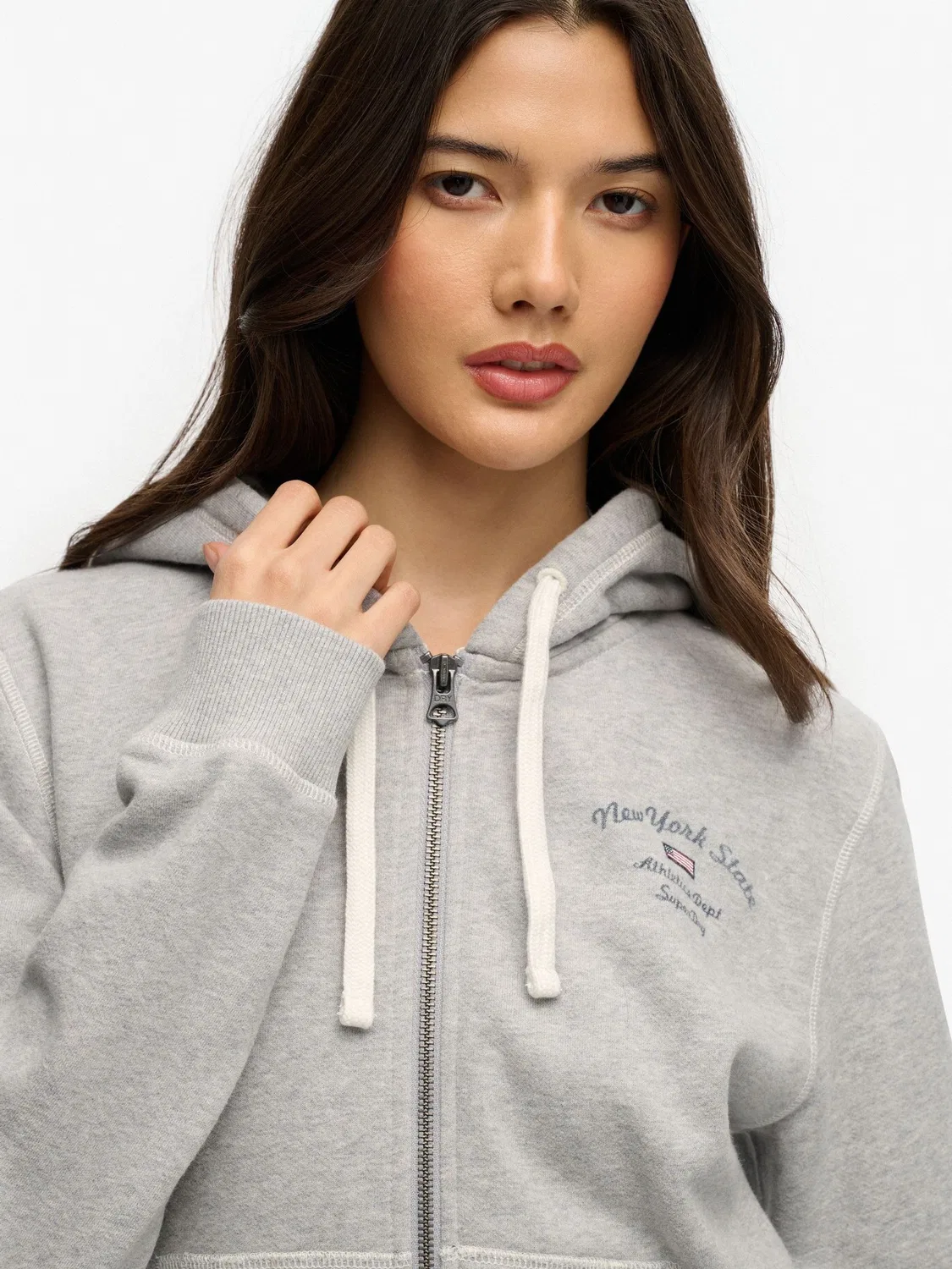 Худи-кроп с застежкой-молнией, Athletic Essentials Superdry, серый — фото 4