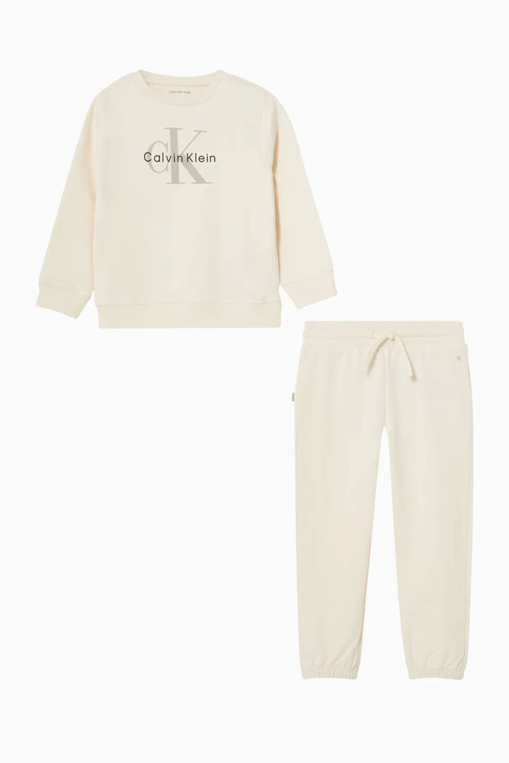 Комплект из свитшота и штанов хлопковый с логотипом Calvin Klein, белый — фото 2