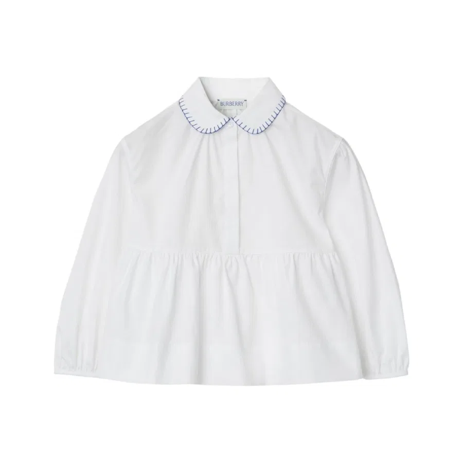 Блуза для девочек с пеплумом Kids Cotton Peplum Blouse Burberry, White