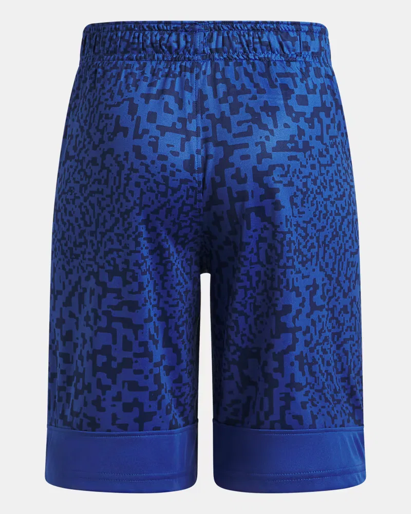 Шорты для мальчиков с внутренним швом 23 см, быстросохнущие, UA Velocity Printed UnderArmour, Tech Blue/Black — фото 2