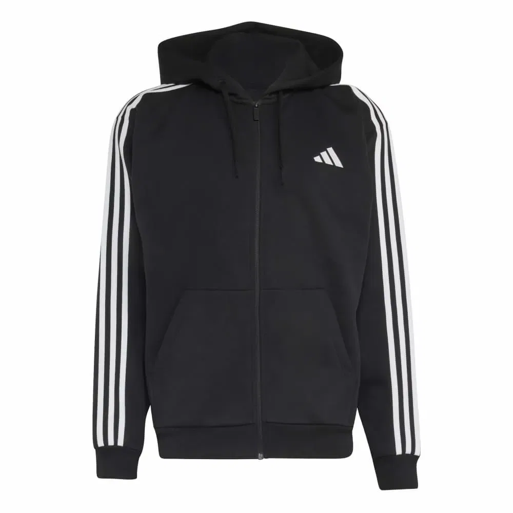 Мужской свитшот с флисом Adidas 3 Stripes Fleece Full-Zip Hoodie, Black — фото 3
