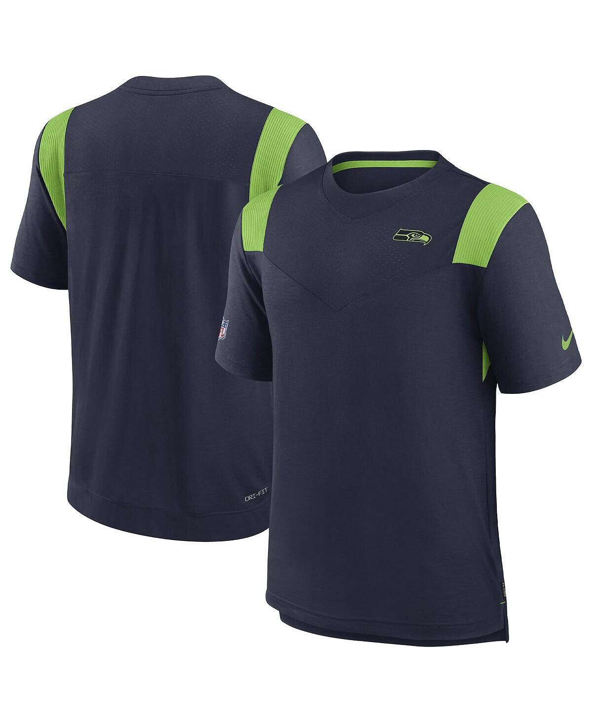 

Футболка мужского колледжа темно-синего цвета seattle seahawks sideline tonal logo performance player Nike, синий