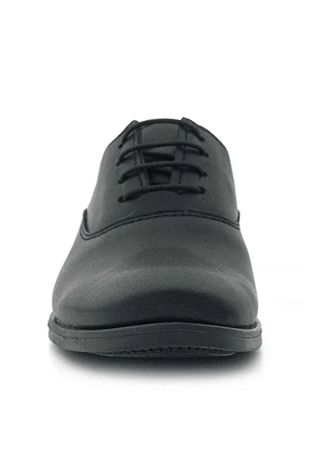 Детские классические туфли для мальчиков на молнии и шнуровке Tuxedo Black Matte Lace-Up Rakerplus, Black — фото 4