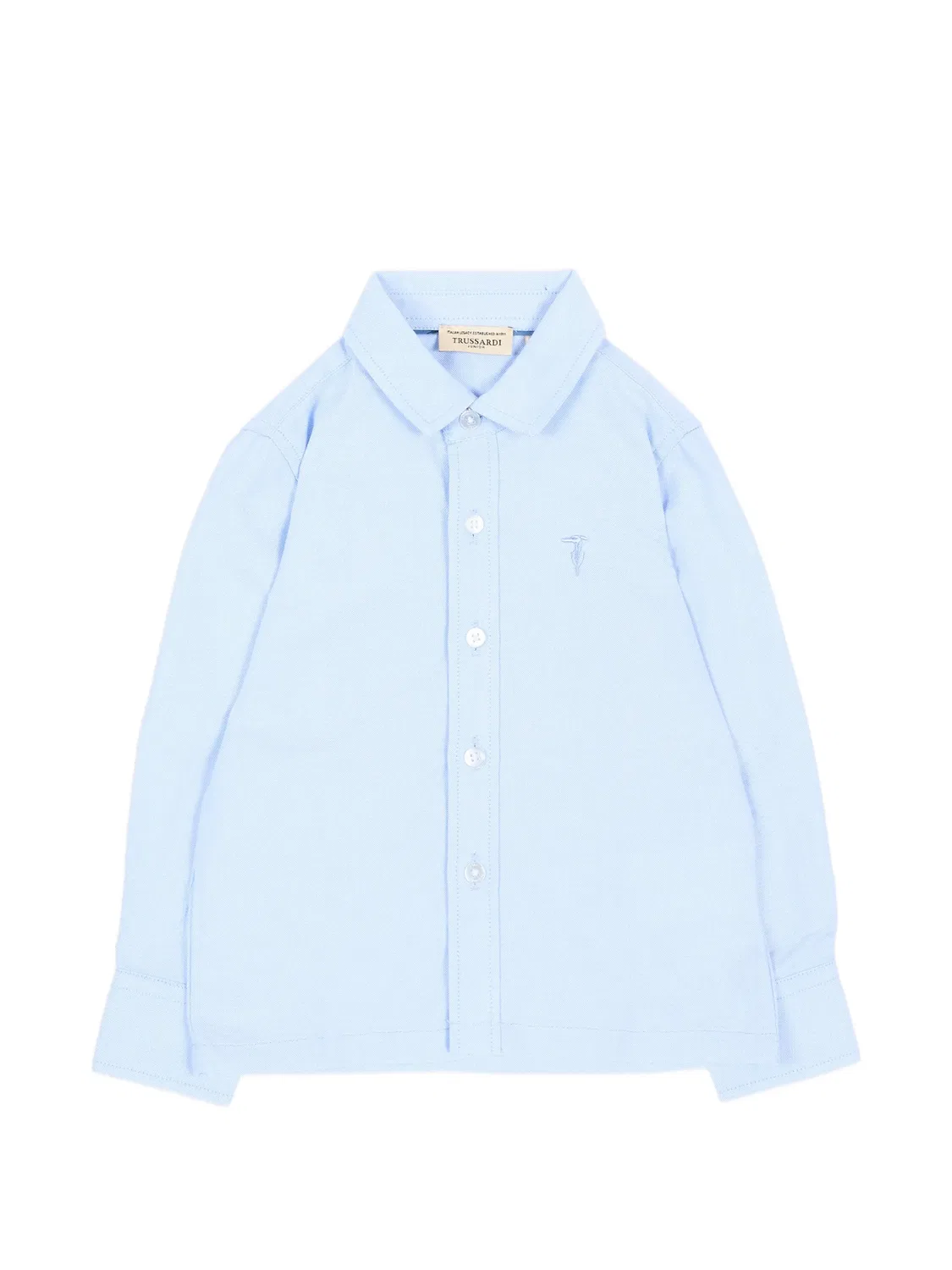 Рубашка с длинными рукавами и вышитым логотипом Trussardi Junior, синий