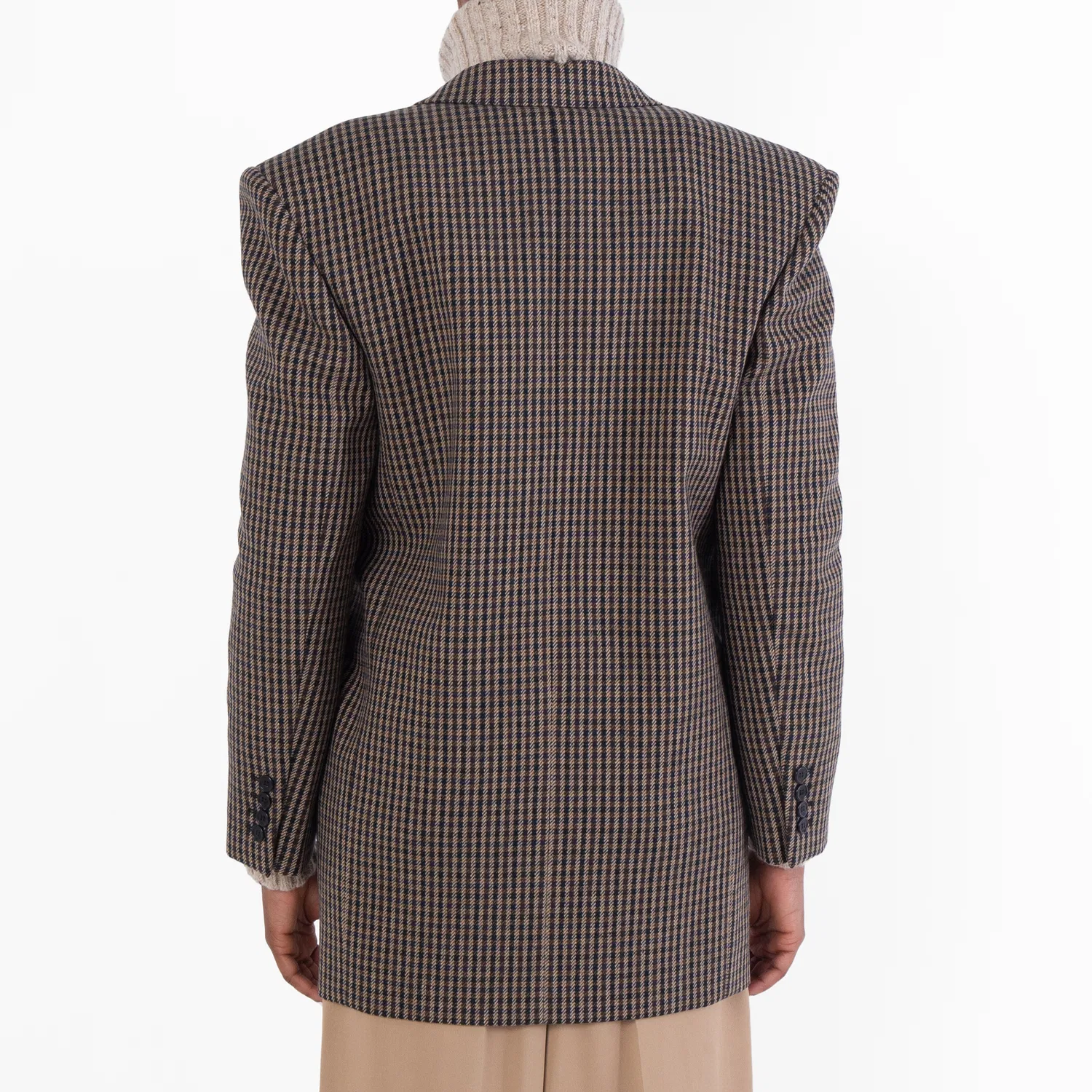 Жакет Saint Laurent Vichy Wool Checked Blazer Jacket, Brown Green — фото 4