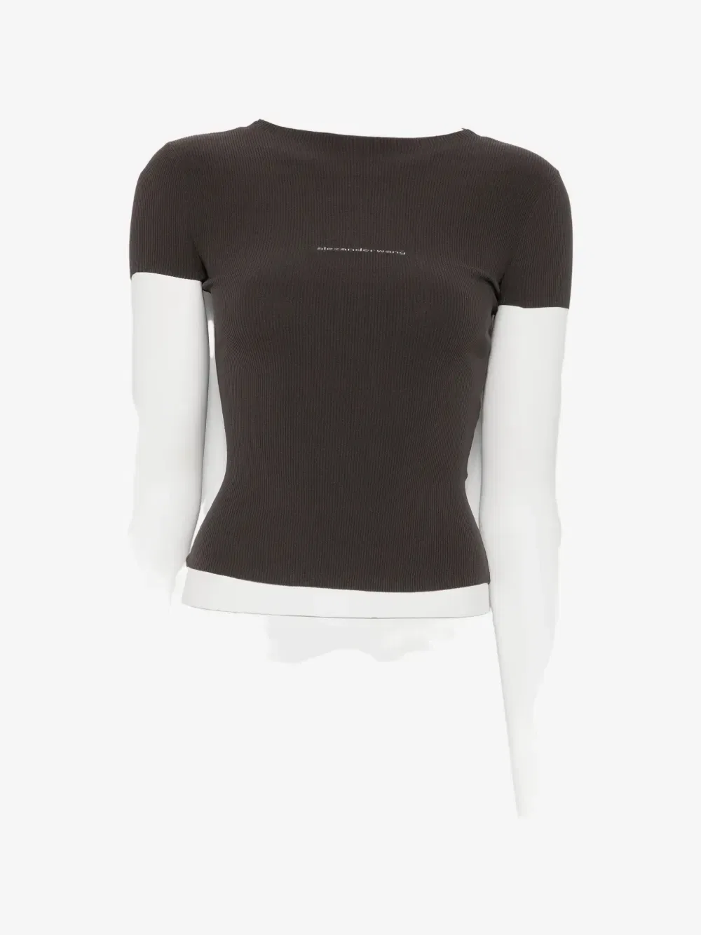 Футболка, связанная в рубчик с логотипом Alexander Wang, коричневый