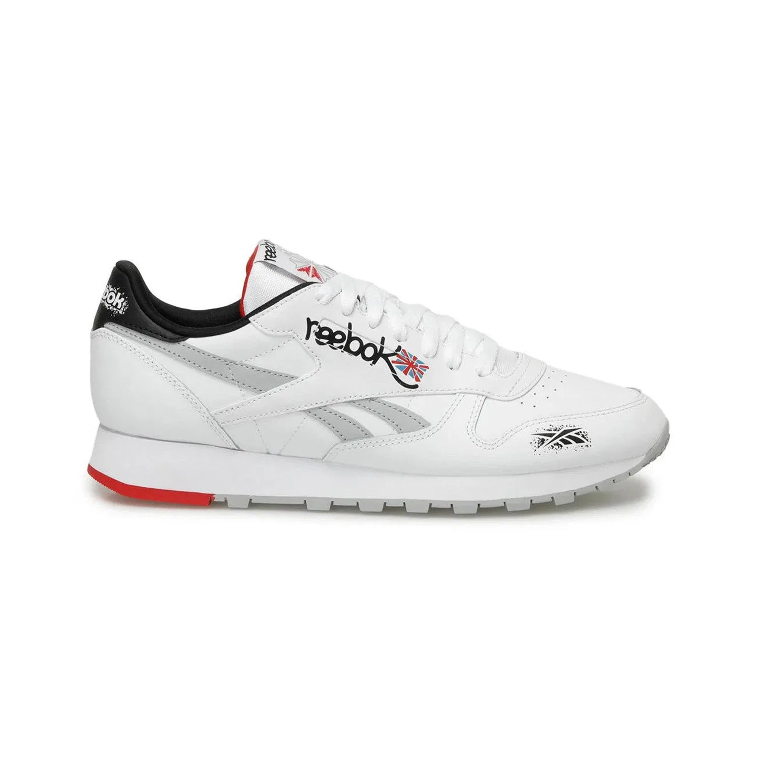 Кроссовки Reebok Classic Leather для девочек, кожаные, низкие, черные с красным