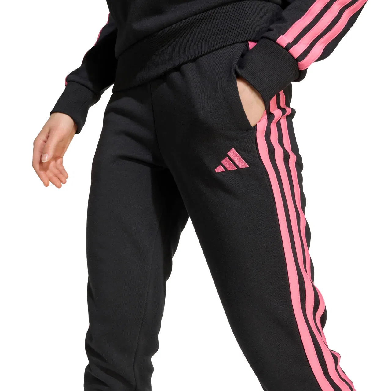Детские спортивные штаны с боковыми полосами Essentials Adidas, Schwarz — фото 4