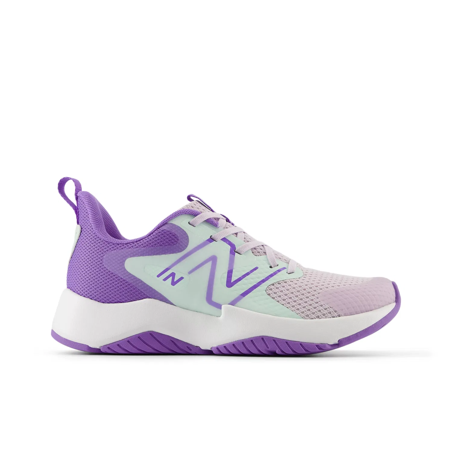 Детские кроссовки для мальчиков и девочек на шнуровке Rave Run v2 New Balance, Taro With Cosmic Jade And Violet Crush