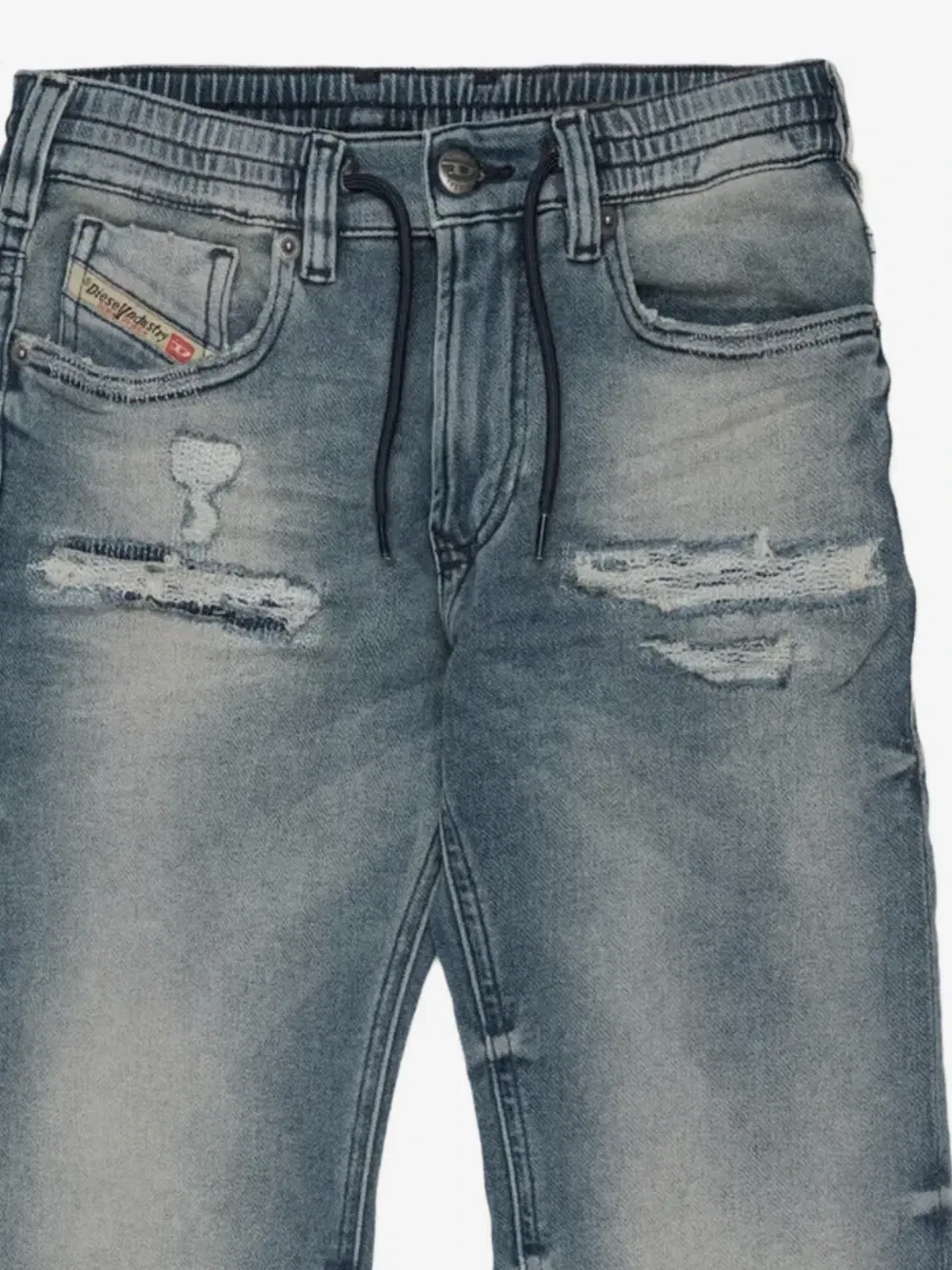 Джинсы с поясом на кулиске и эффектом потертости Diesel Kids, синий — фото 3