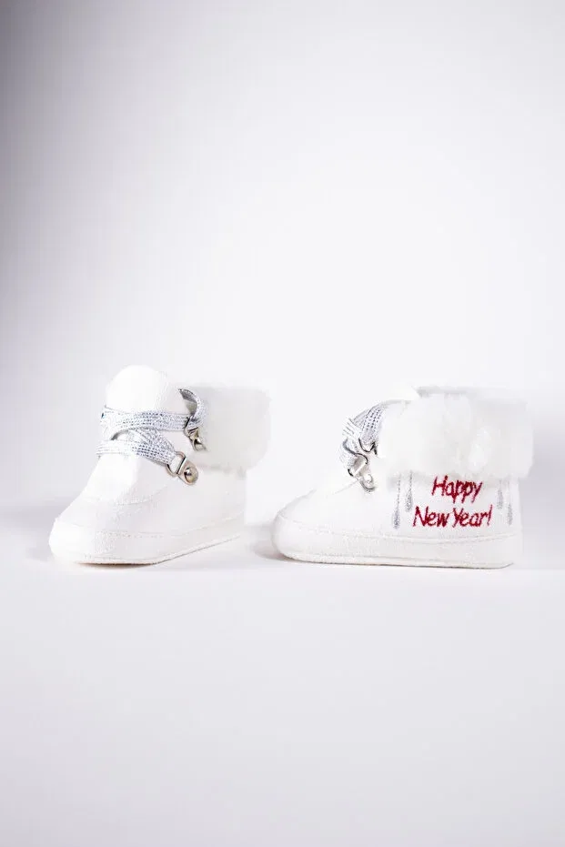 Детские пинетки для новорожденных с графическим принтом New Year's Eve Glam Freesure, White — фото 2