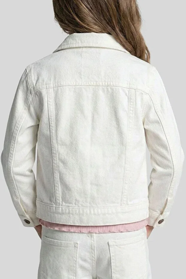 Детская джинсовая куртка для девочек с сердечными карманами Ww Waka Waka Kids Store, White — фото 2