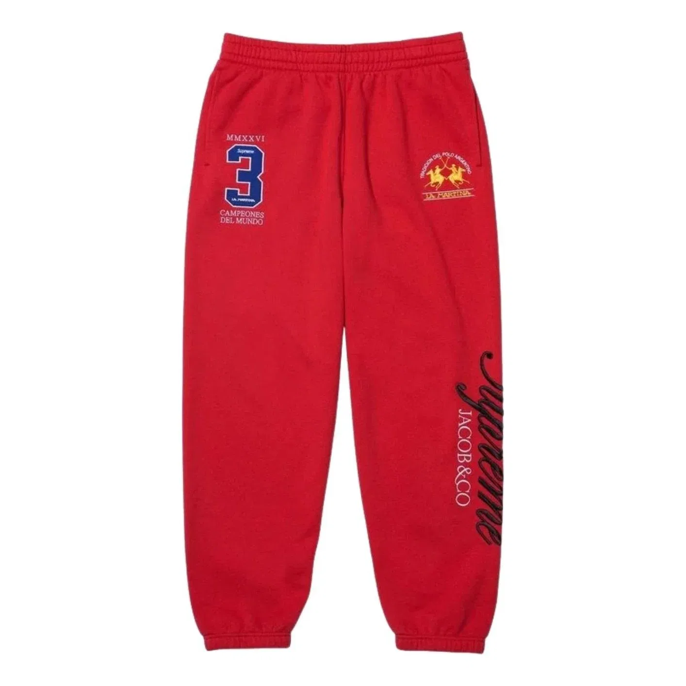Мужские спортивные штаны с принтом Supreme x La Martina SS26 Sweatpant Red, красный