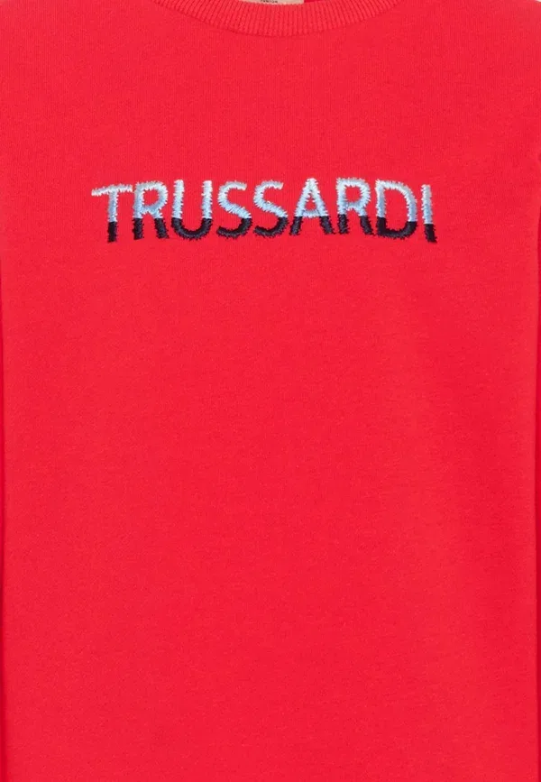 Свитшот из хлопка Tru Trussardi Junior, Red, красный — фото 3