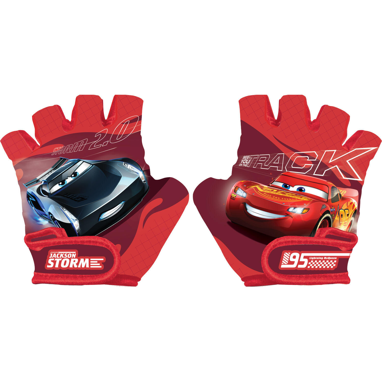 

Велосипедные перчатки короткие детские Disney Cars SEVEN, красный / красный / черный