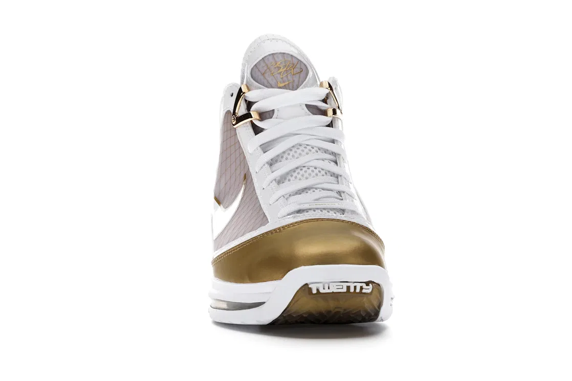 Детские кроссовки для мальчиков с высокой посадкой Nike LeBron 7, White Metallic Gold White — фото 2