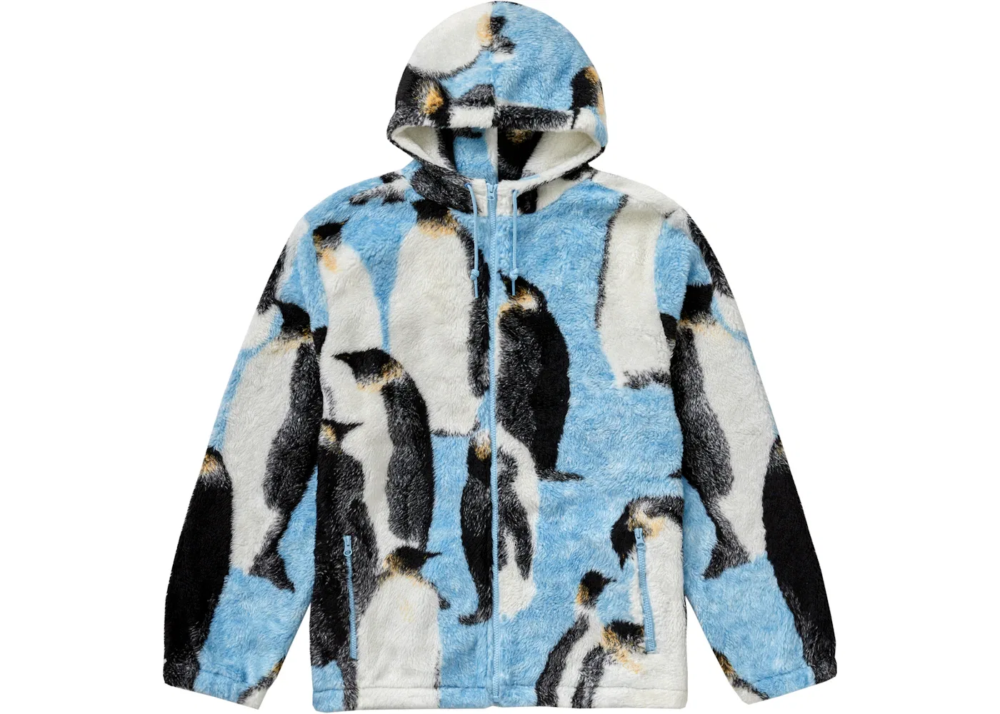 Мужская куртка-флис с капюшоном с жаккардовым узором Supreme Hooded Fleece Jacket, Blue