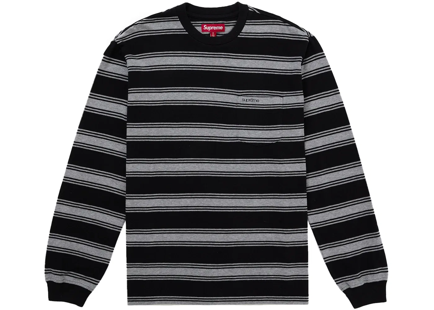 Мужская футболка с длинным рукавом Supreme Stripe Pocket L/S Top, Black