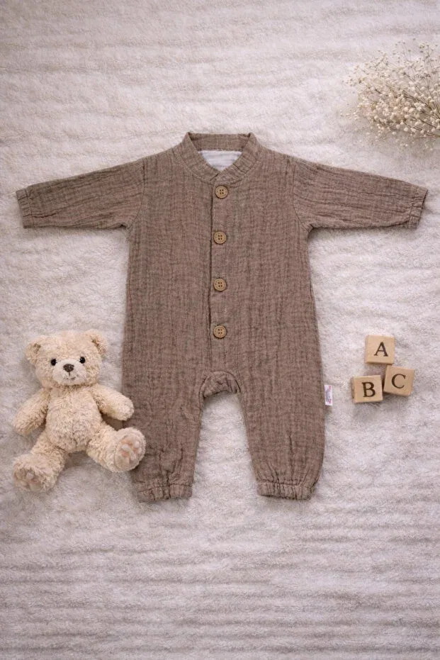 Детский комбинезон для новорожденных хлопковый Muslin Baby Romper Alsa Baby, Brown