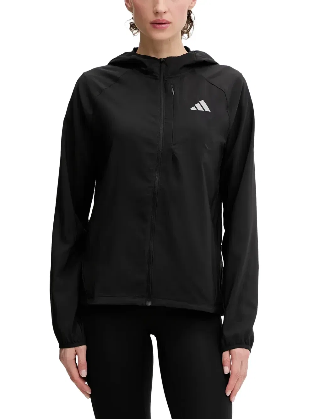 Куртка с капюшоном с принтом логипа Adidas, черный