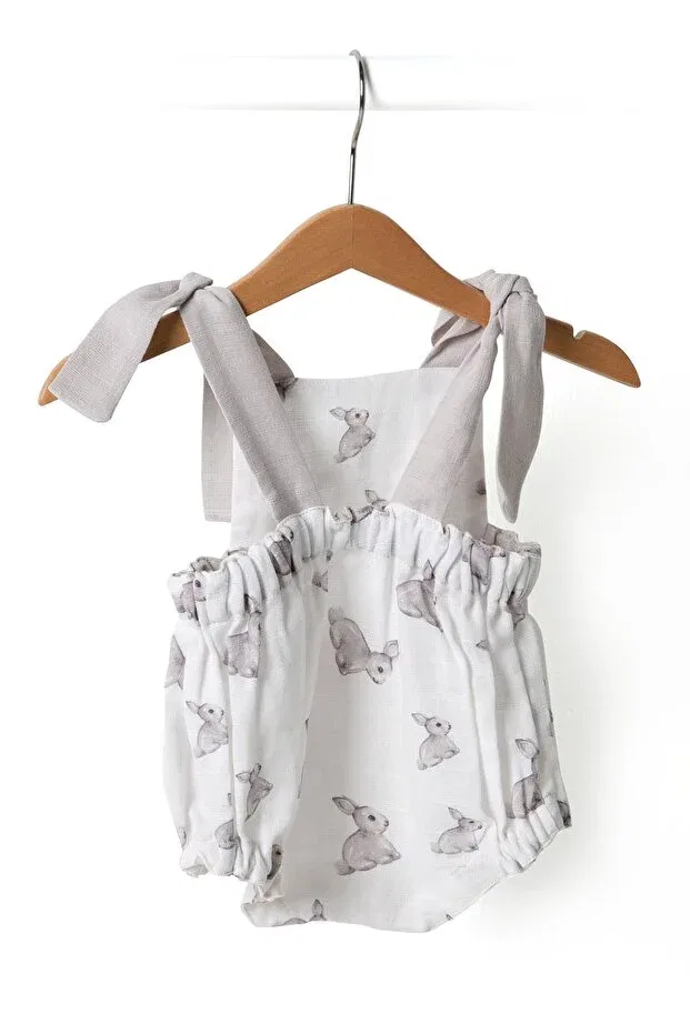 Детский комбинезон для девочек хлопковый Deux Lapins, Gray Rabbit Pattern — фото 3