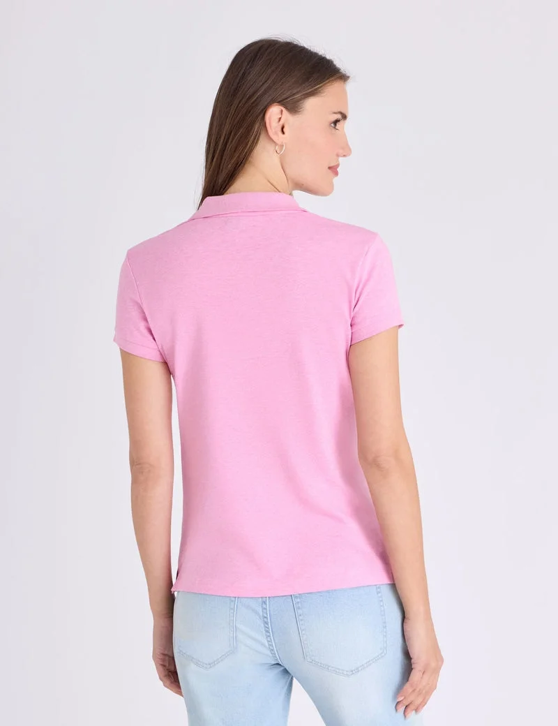 Женская футболка-поло U.S. Polo Assn. Ruffle Trim Slub Jersey, розовый — фото 2