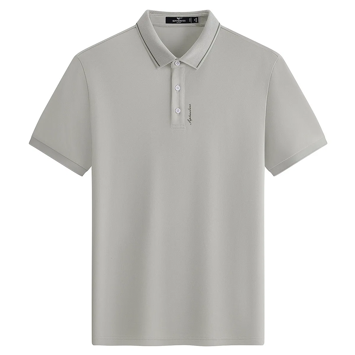 Детское поло с коротким рукавом, Short Sleeved Polo Shirt Unisex, SEPTWOLVES, Silver White
