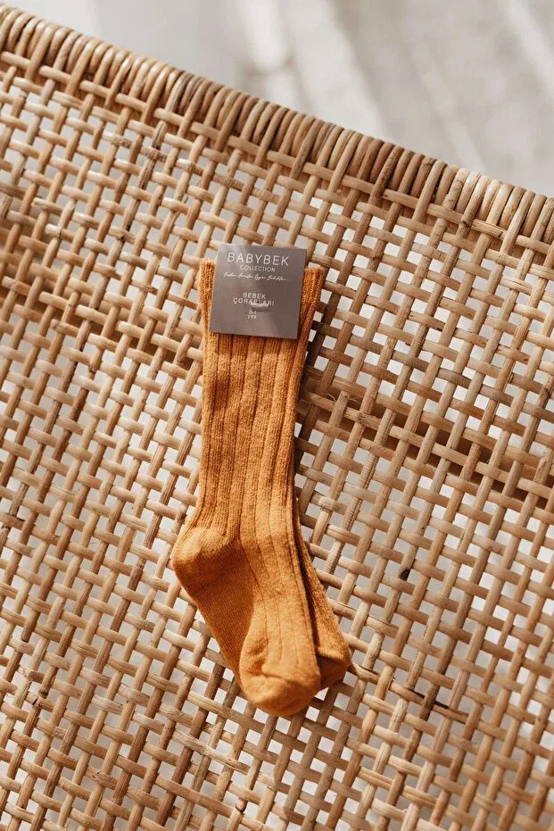 Детские носки для девочек хлопковые Mustard Knee-Length Baby Socks Babybek, Yellow