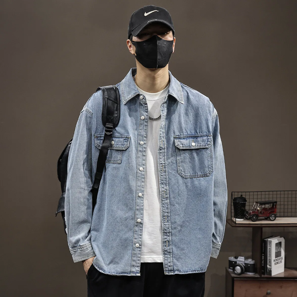 Детская рубашка из денима Tonlion, Light Blue — фото 4