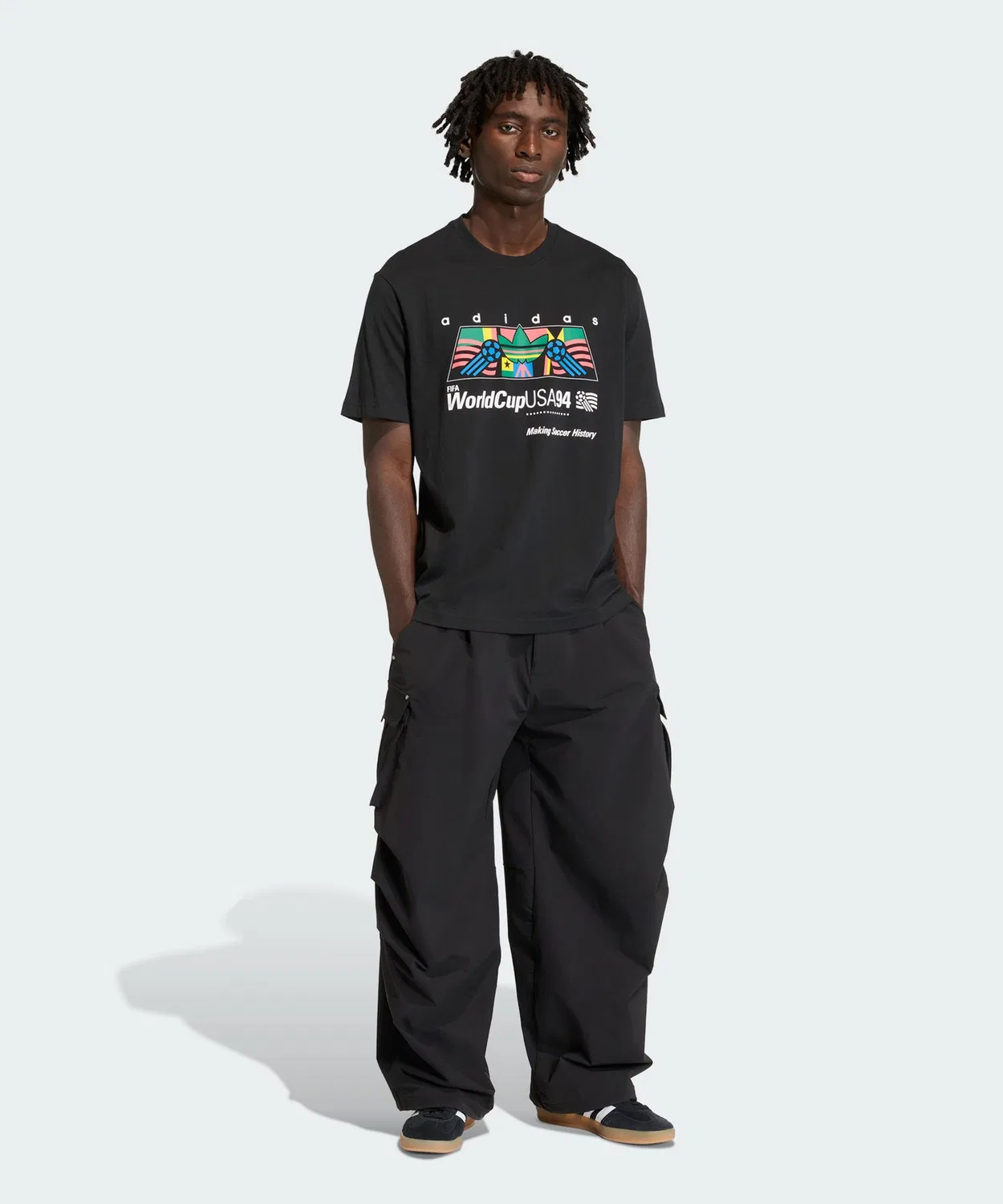 Мужская/Женская футболка с принтом Archive Africa 94 Adidas, Черный — фото 4