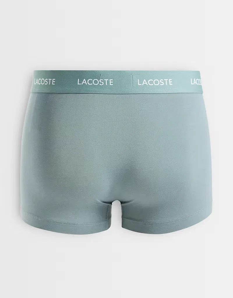 Трусы хлопковые стретч тональные 3 шт Lacoste, зеленый — фото 3