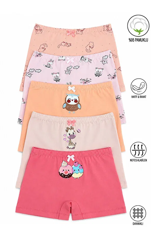 Детские шорты-боксеры для девочек хлопковые 5шт Özkan Underwear, Patterned