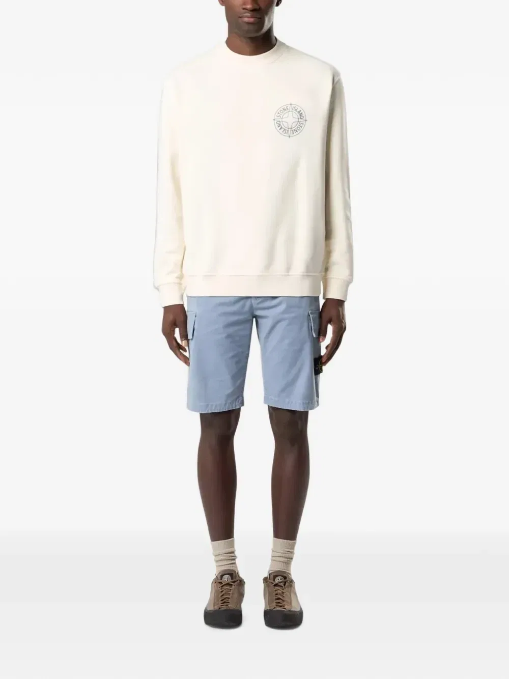 Толстовка с логотипом Stone Island, бежевый — фото 2
