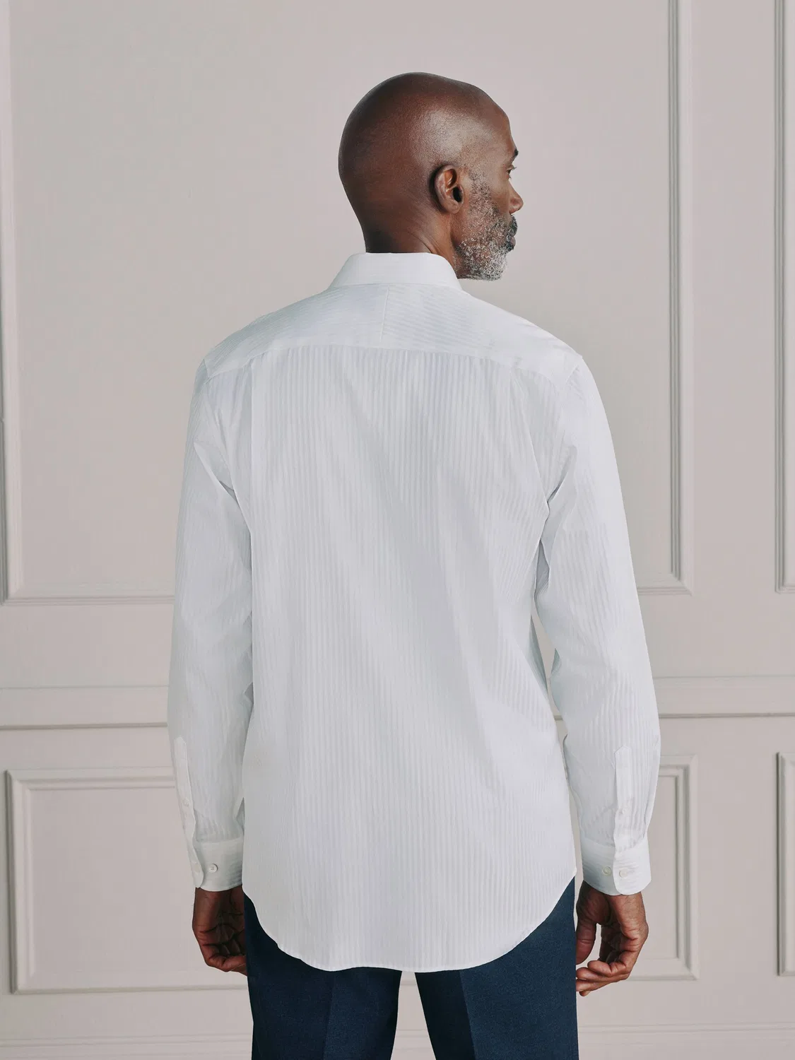 Рубашка Slim Fit с узором White Self Stripe Next, белая — фото 3