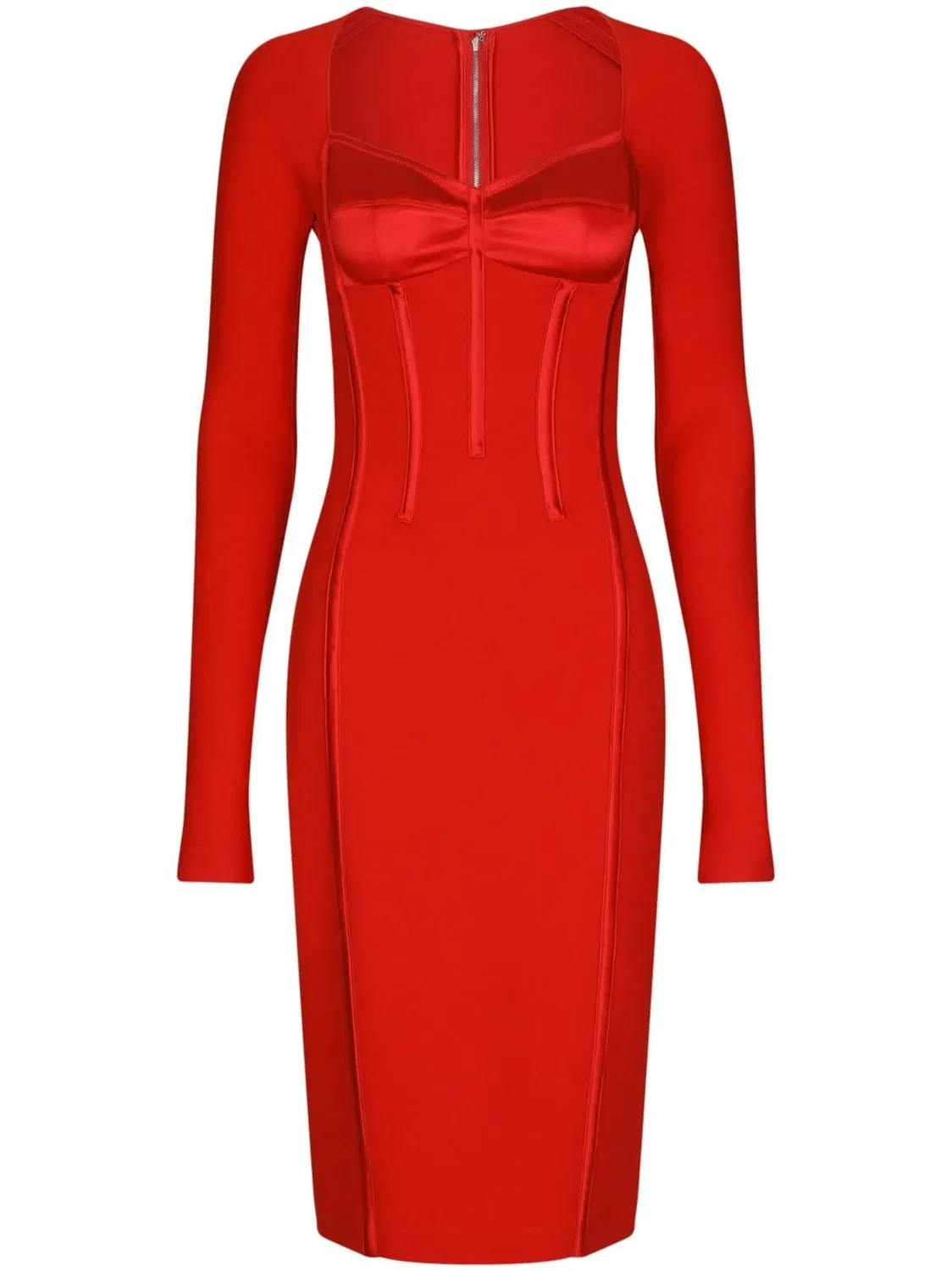 Dolce & Gabbana Корсетное платье с длинными рукавами, красное