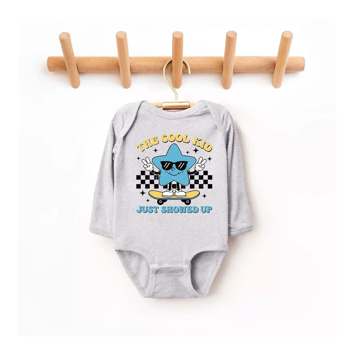 Детский боди с длинным рукавом Cool Kid Star The Juniper Shop, Heather Grey