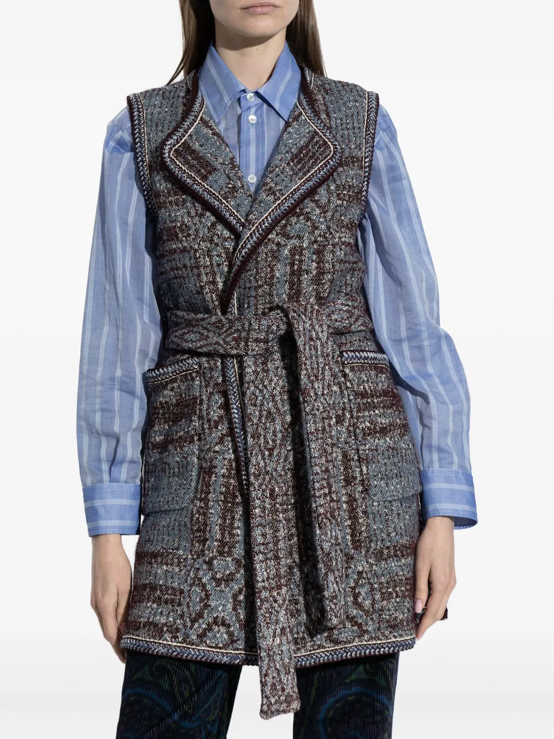 Жаккардовый жилет с узором ETRO, синий — фото 2