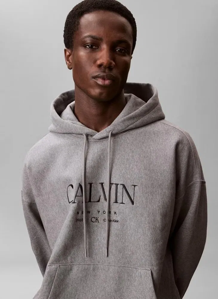 Худи с графическим принтом Calvin Klein, серый — фото 4